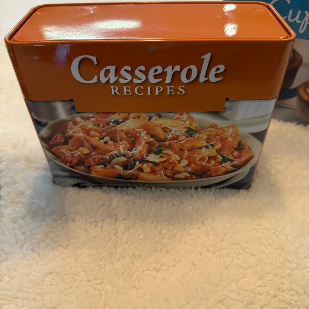 Vintage‎ Recipe Tin Lot Hershey Philadelphia Cupcakes Casserole w Recipe Cards